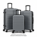 Bugatti 3-Piece Hardside Luggage Set in Grey – Expandable ABS Travel Suite (Carry-on, Medium, Large) (HLG6103BU)