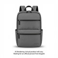 Bugatti BKP2540BU-GREY Madison Nylon Laptop Backpack – High-Capacity 15.6 Inch Bag with Vegan Leather Trim