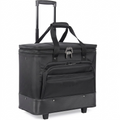 A high-resolution hero shot for Shopify, featuring the black Bugatti rolling cooler bag with handles extended against a pure white background.