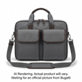 Bugatti MBT2714BU-GREY Madison Nylon Briefcase – Professional 15.6 Inch Laptop Bag with Vegan Leather Trim