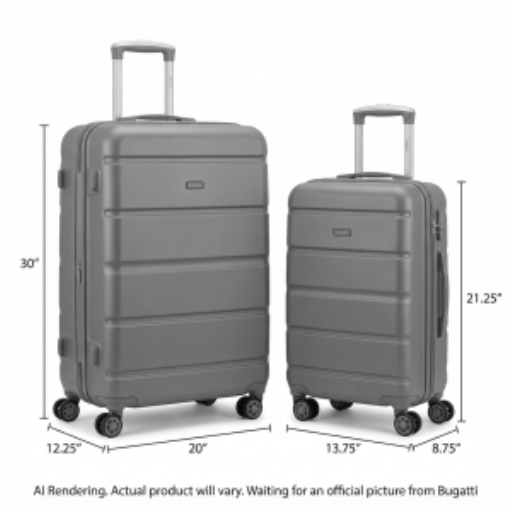Bugatti Osaka Hardside 2-Piece Luggage Set – Grey Expandable Suitcases with Spinner Wheels (HLG6102BU)