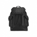 Bugatti Henry Backpack in black pebbled vegan leather featuring flap closure with twin straps.