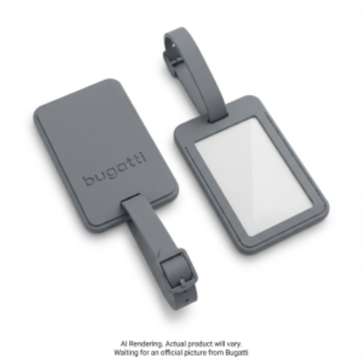 Bugatti TAC2637BU-GREY 2-Piece Rubber Luggage Tag Set – Durable Grey Travel ID Tags with Buckle Strap