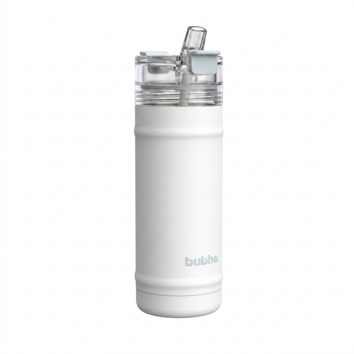 A high-resolution, centered view of the black bubba 18oz DualSip stainless steel water bottle.