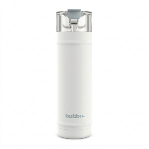 bubba DualSip 24oz Insulated Stainless Steel Water Bottle, Fresh Kicks white color, on a pure white background.