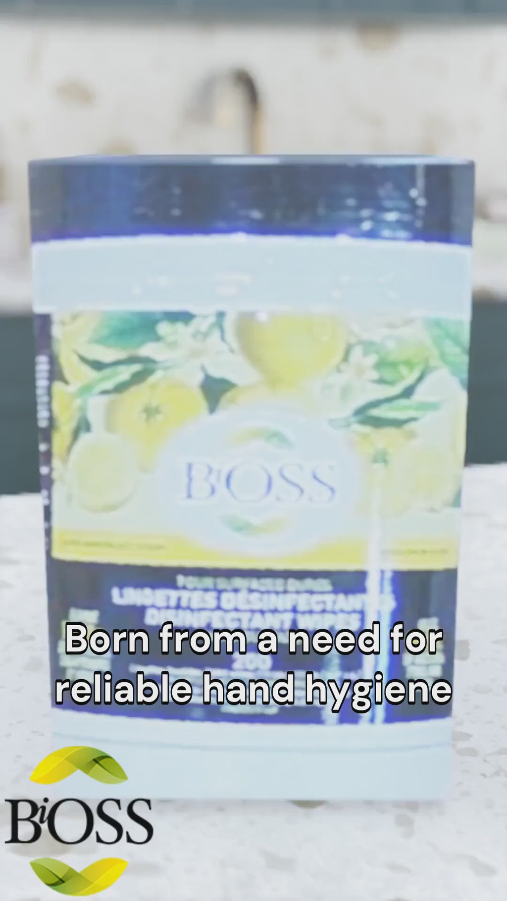 BiOSS – Lingettes désinfectantes pour surfaces 200 – Parfum citron