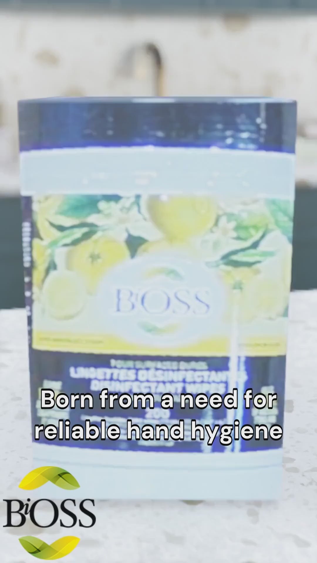 BiOSS – Lingettes désinfectantes pour surfaces 200 – Parfum citron